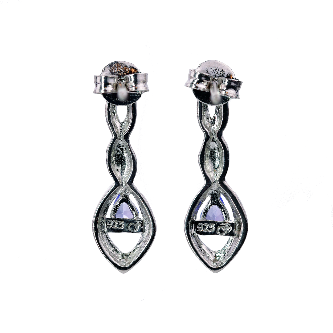 Silver Diamond Earrings Stud Tanzanite Eternal Twist Womens