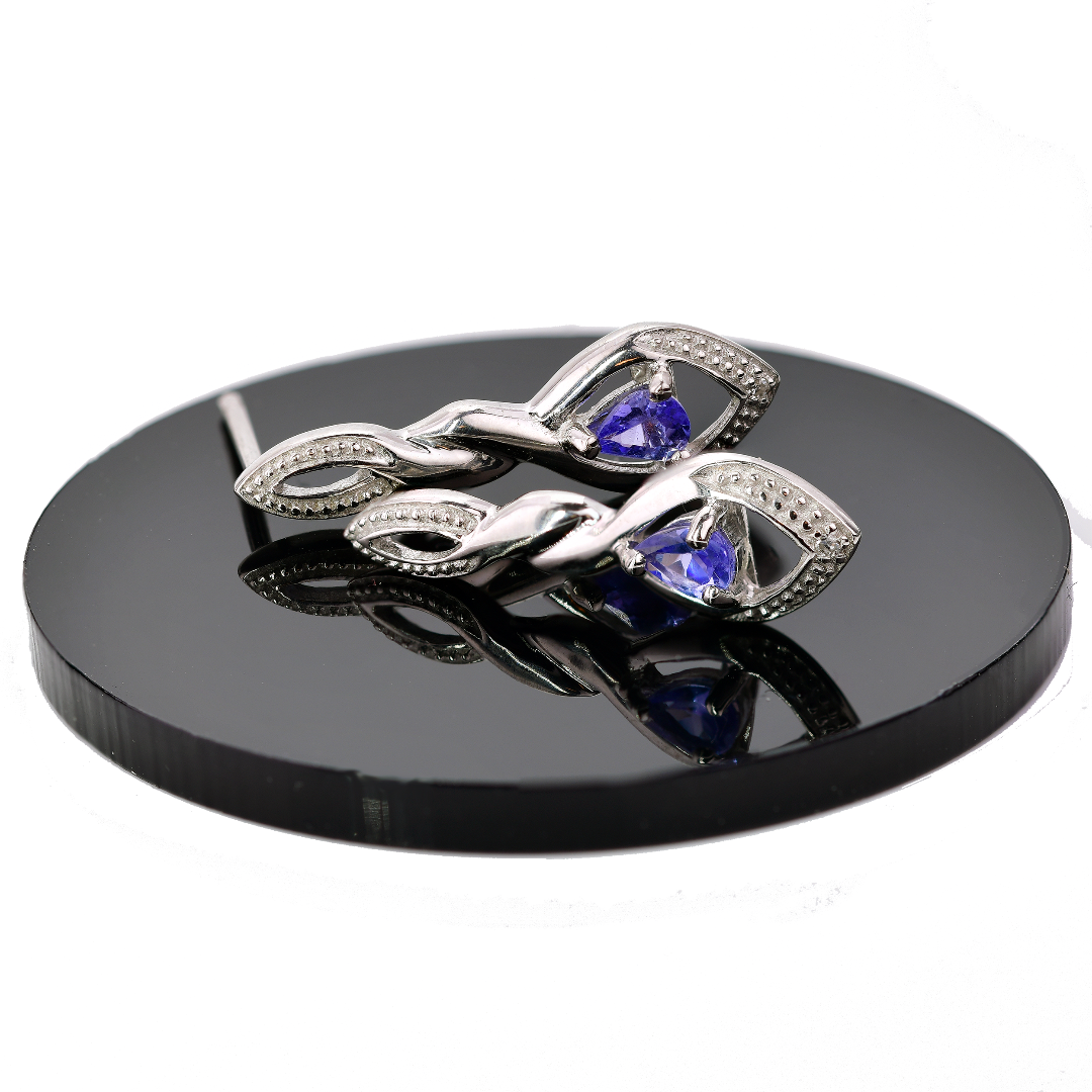 Silver Diamond Earrings Stud Tanzanite Eternal Twist Womens