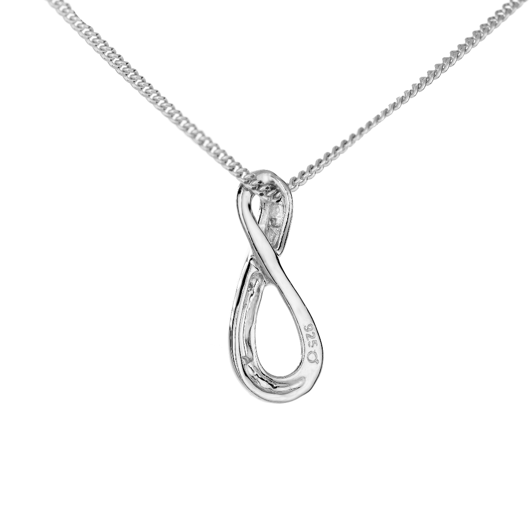 Silver Diamond Necklace Eternal Loop Womens 18'' Chain Ojewellery PDELSR