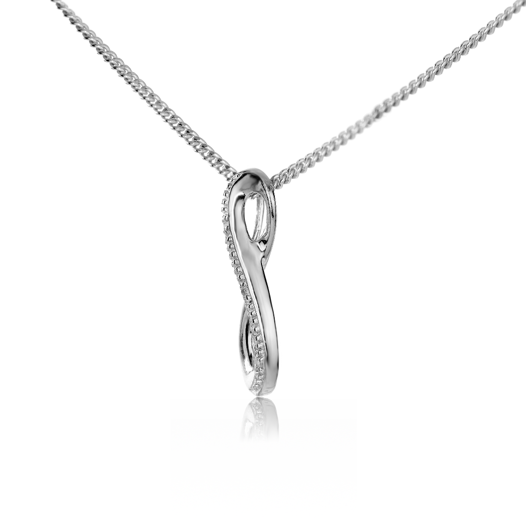 Silver Diamond Necklace Eternal Loop Womens 18'' Chain Ojewellery PDELSR