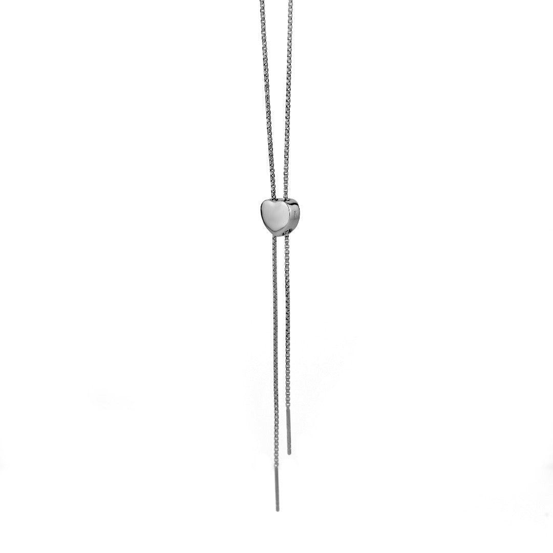 Sterling Silver Lariat Heart Y Necklace Slider 26'' 925 Chain