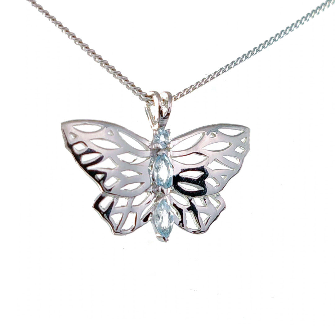 Butterfly Necklace Blue Topaz