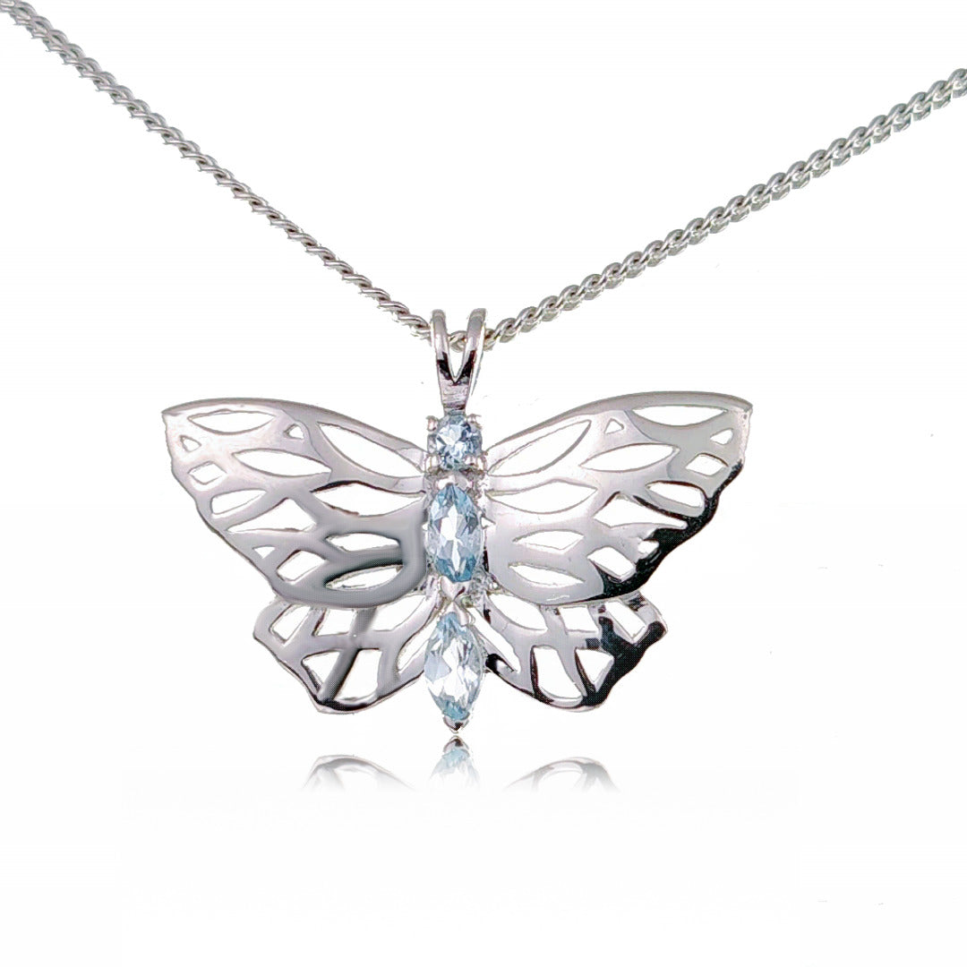 Butterfly Necklace Blue Topaz