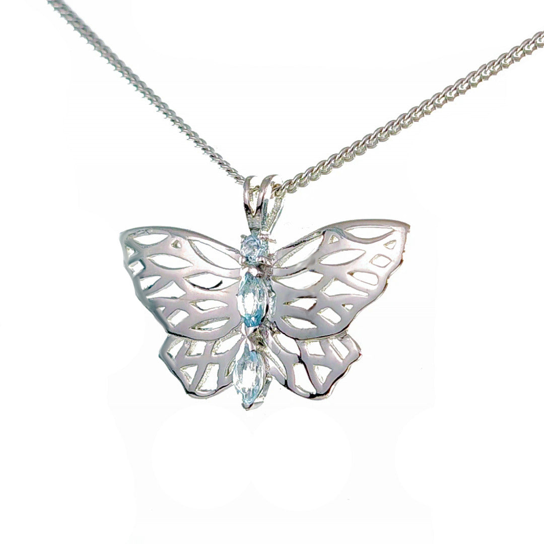 Butterfly Necklace Blue Topaz