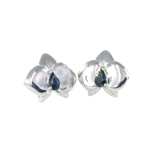 Silver Sapphire Earrings Stud Aphrodite Orchid Natural Blue Australian 0.6ct