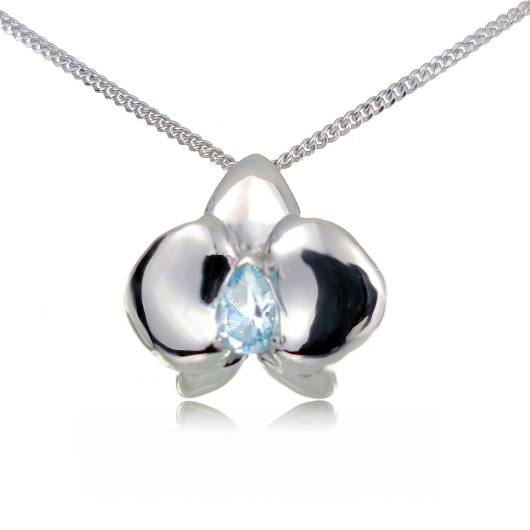 Topaz Necklace Earring Set Silver Orchid Pendant 1ct December Birthstone