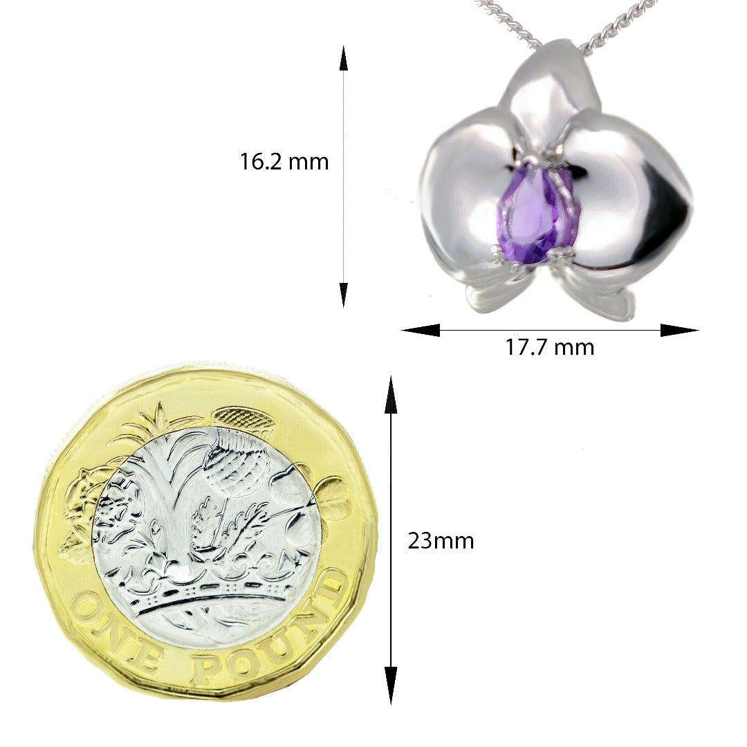 Amethyst Aphrodite Orchid Pendant Sterling Silver