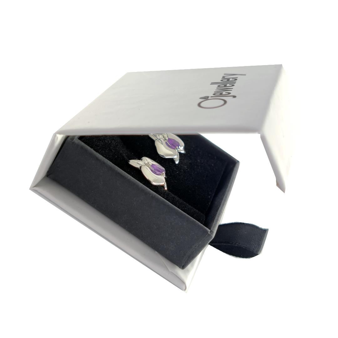 Amethyst Aphrodite Orchid Stud Earrings Sterling Silver