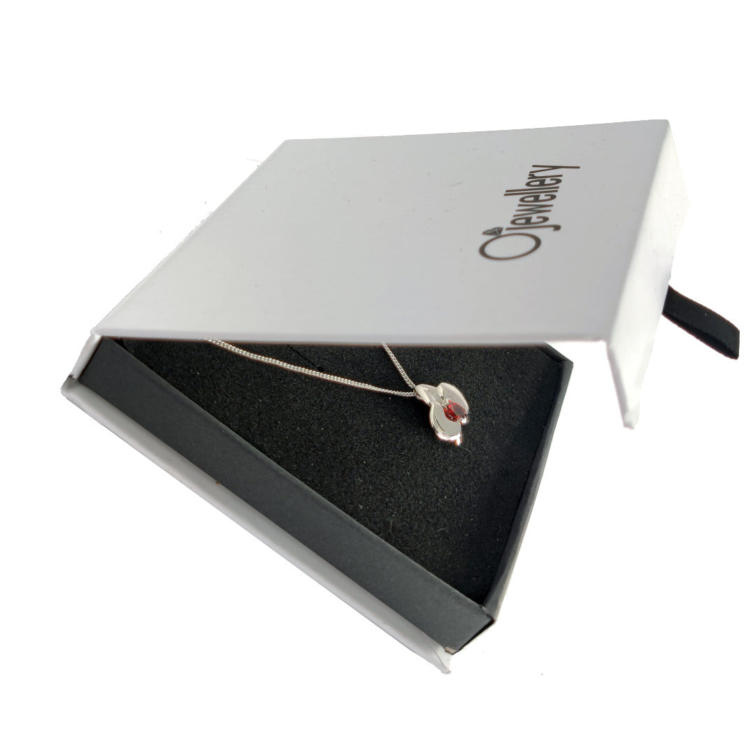 Garnet Aphrodite Orchid Necklace Sterling Silver