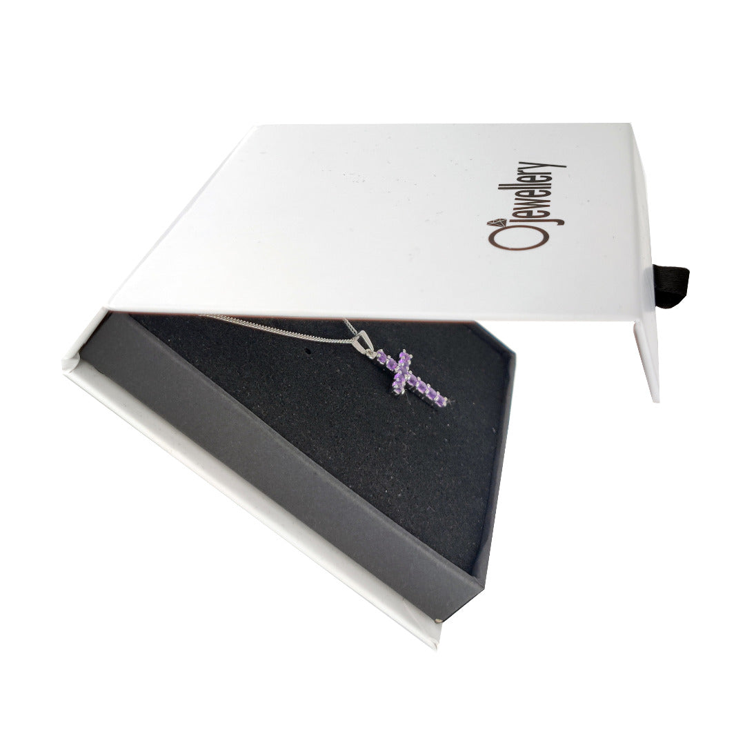 Amethyst Cross Pendant Sterling Silver