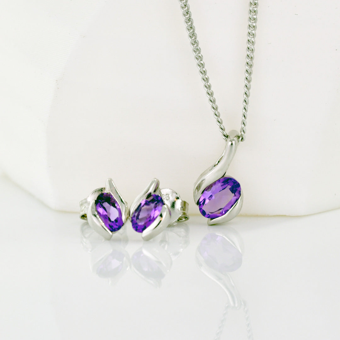 Amethyst necklace deals and earring set