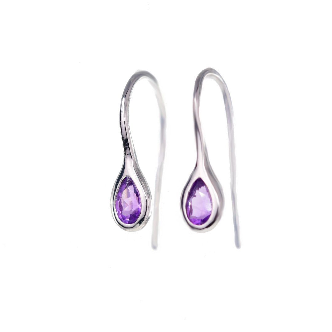 Amethyst Drop Earrings Sterling Silver