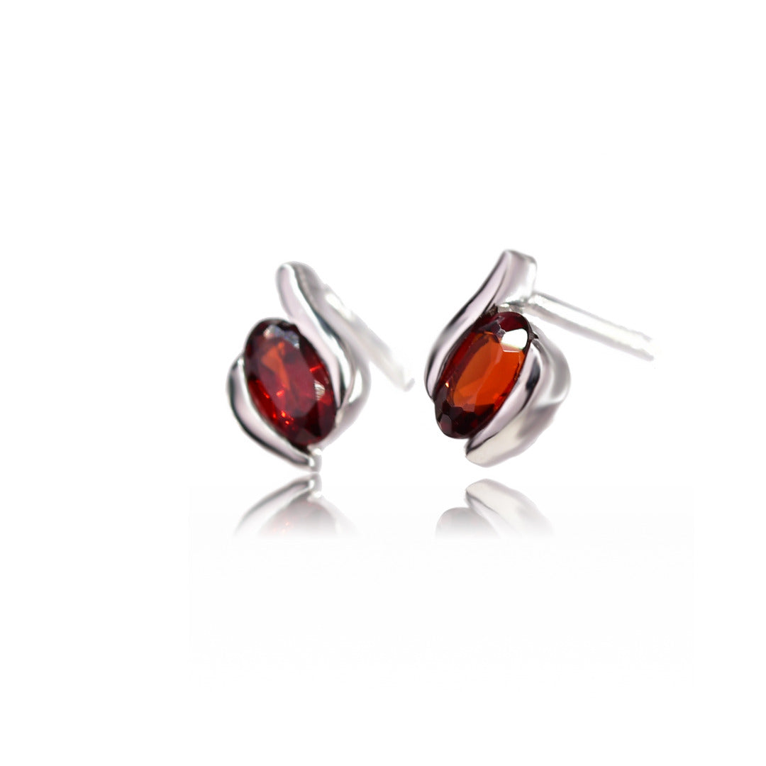 Garnet Stud Earrings 0.5ct Sterling Silver