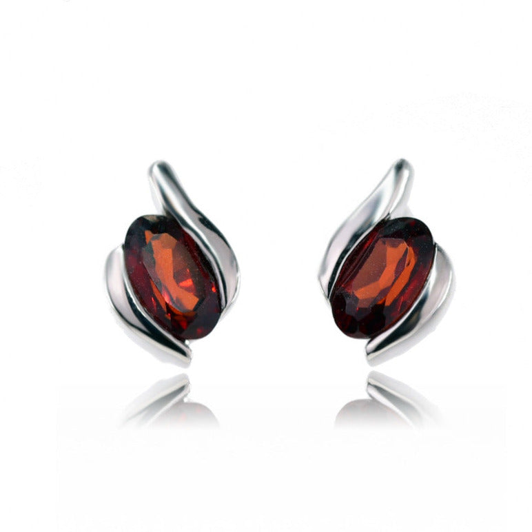 Garnet Stud Earrings 0.5ct Sterling Silver