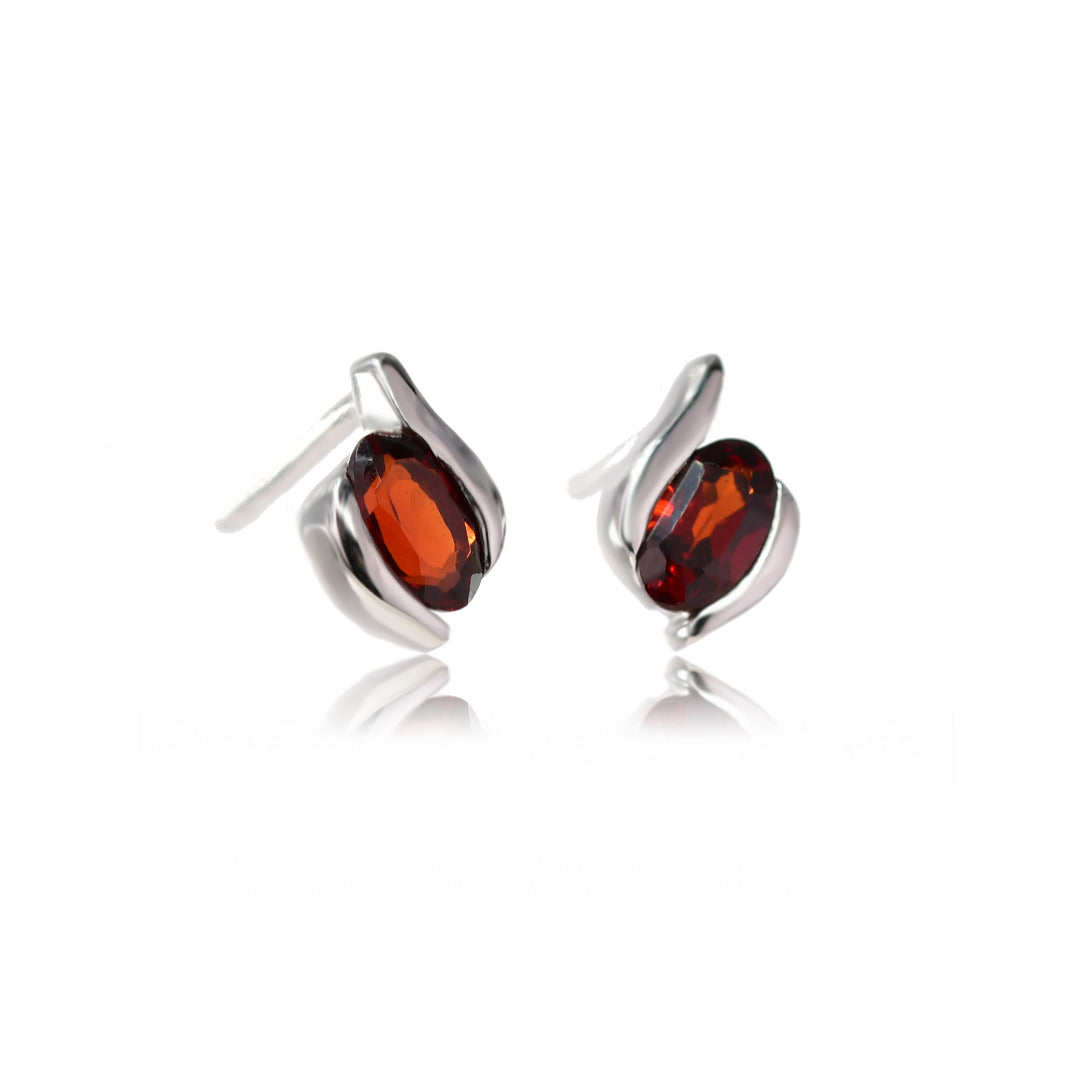 Garnet Stud Earrings 0.5ct Sterling Silver