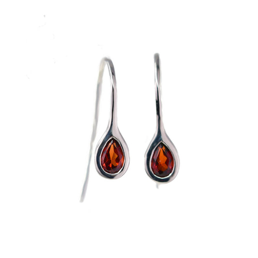 Garnet Dangle Earrings Sterling Silver