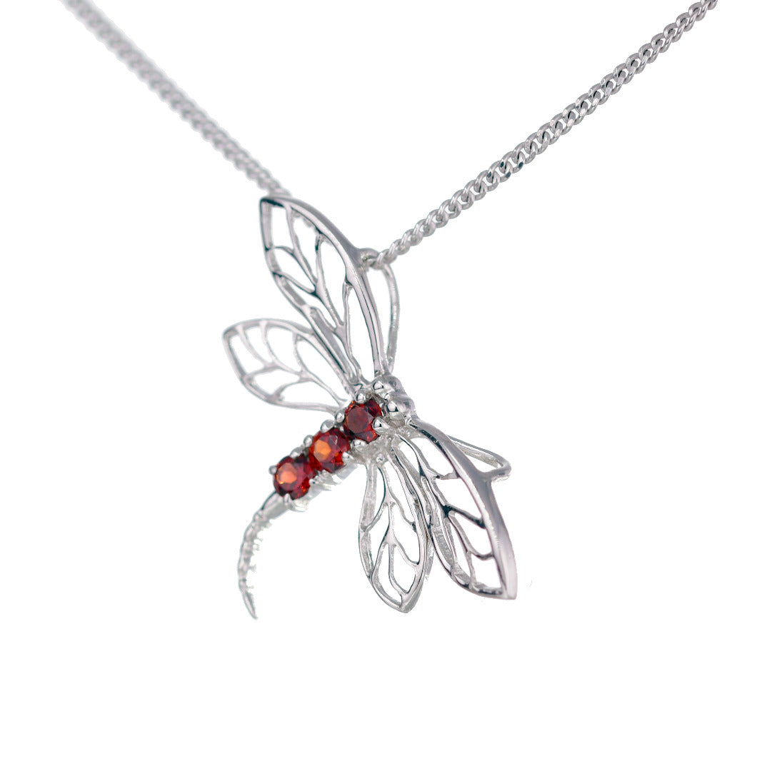 Garnet Neckalce Dragonfly Pendant