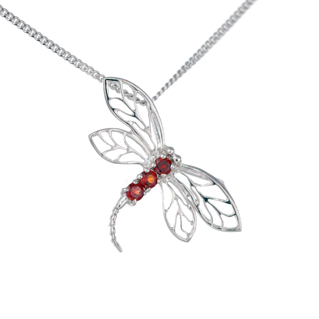 Garnet Neckalce Dragonfly Pendant