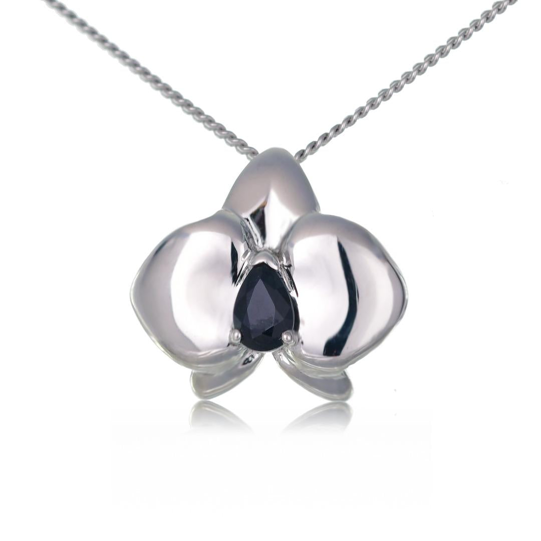 Sapphire Necklace Earring Set 1.1ct Orchid Silver Pendant September Birthstone