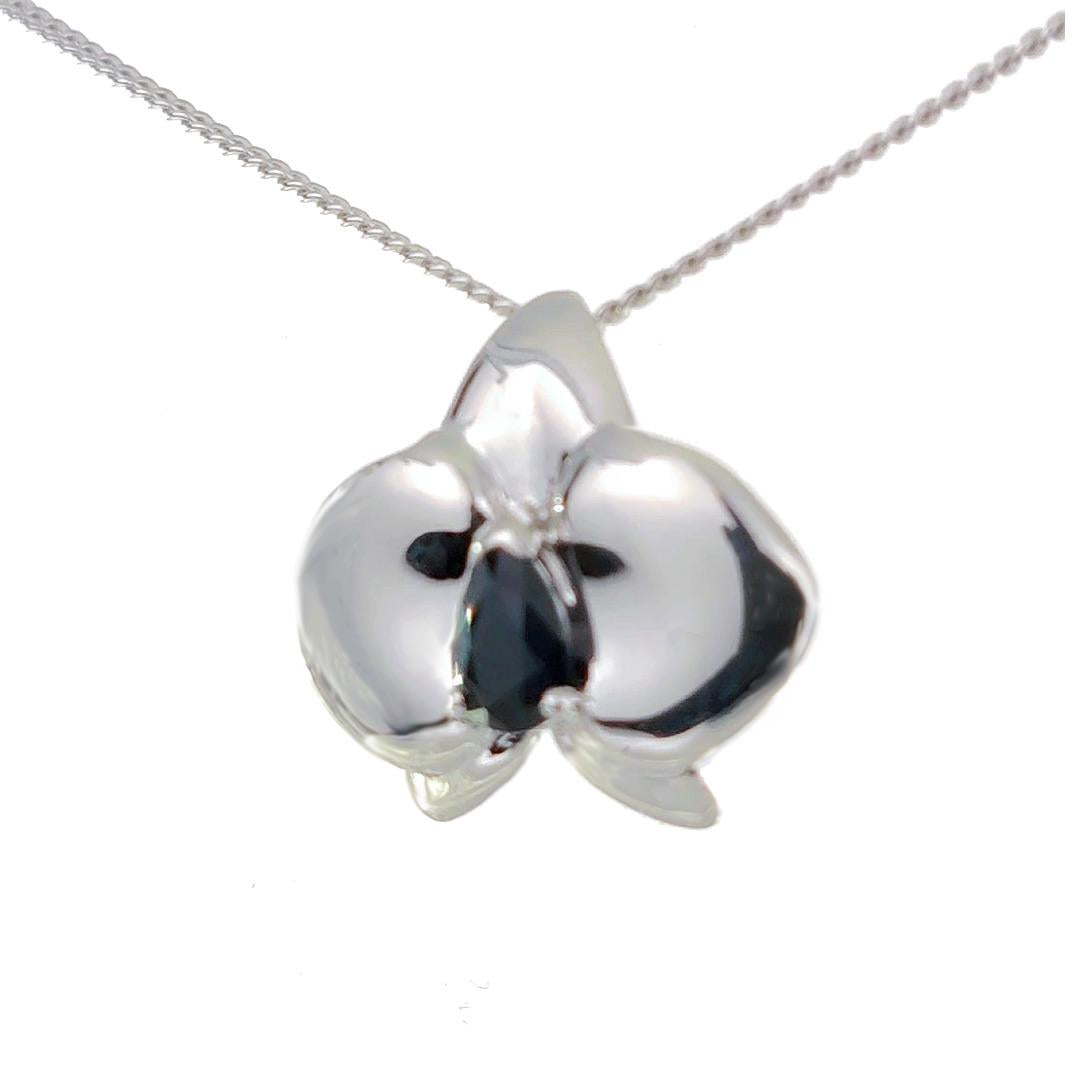 Sapphire Necklace Earring Set 1.1ct Orchid Silver Pendant September Birthstone