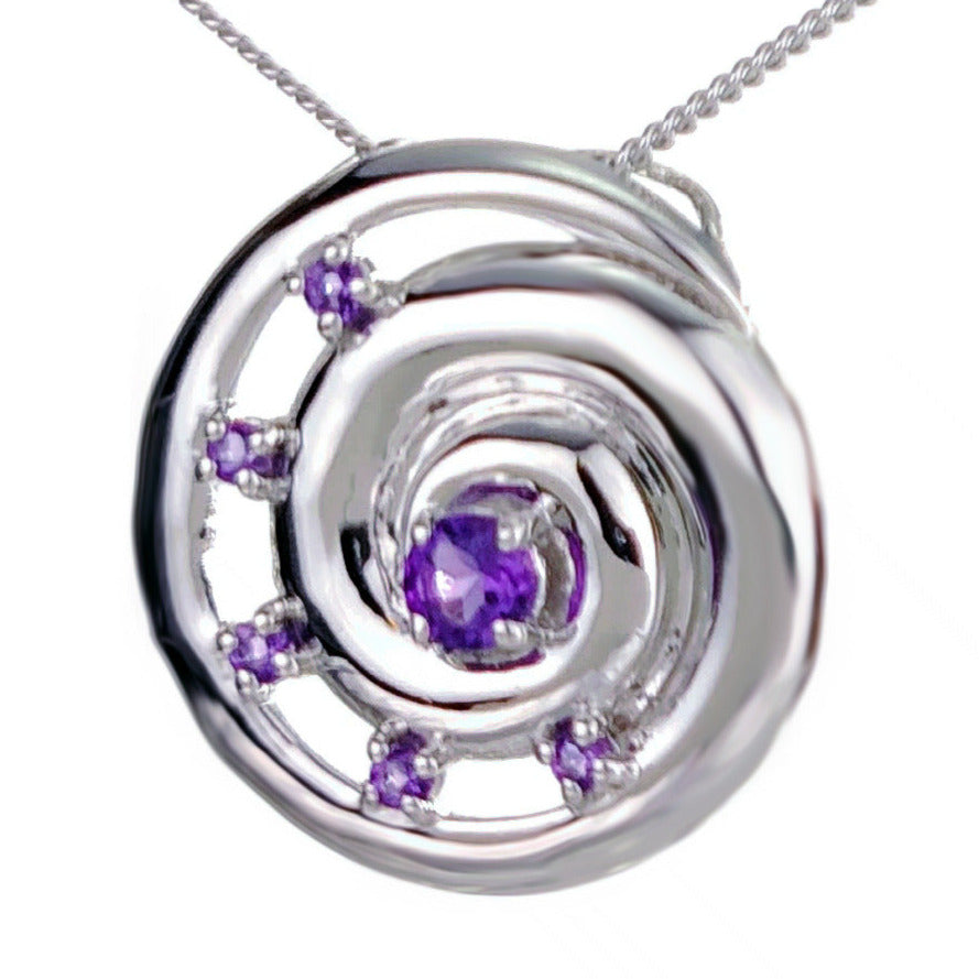 Amethyst Ammonite Statement Necklace 0.5ct Sterling Silver