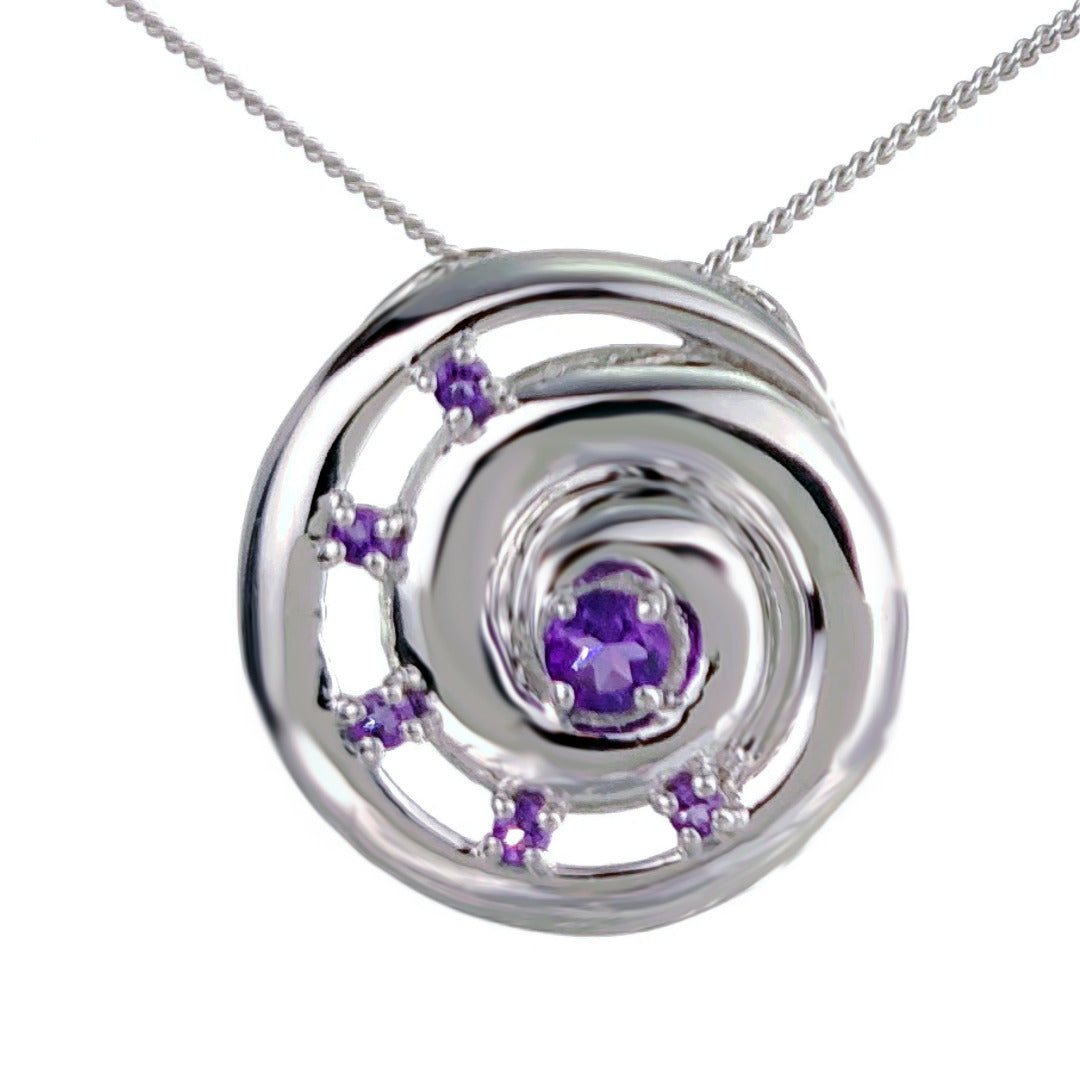 Amethyst Ammonite Statement Necklace 0.5ct Sterling Silver