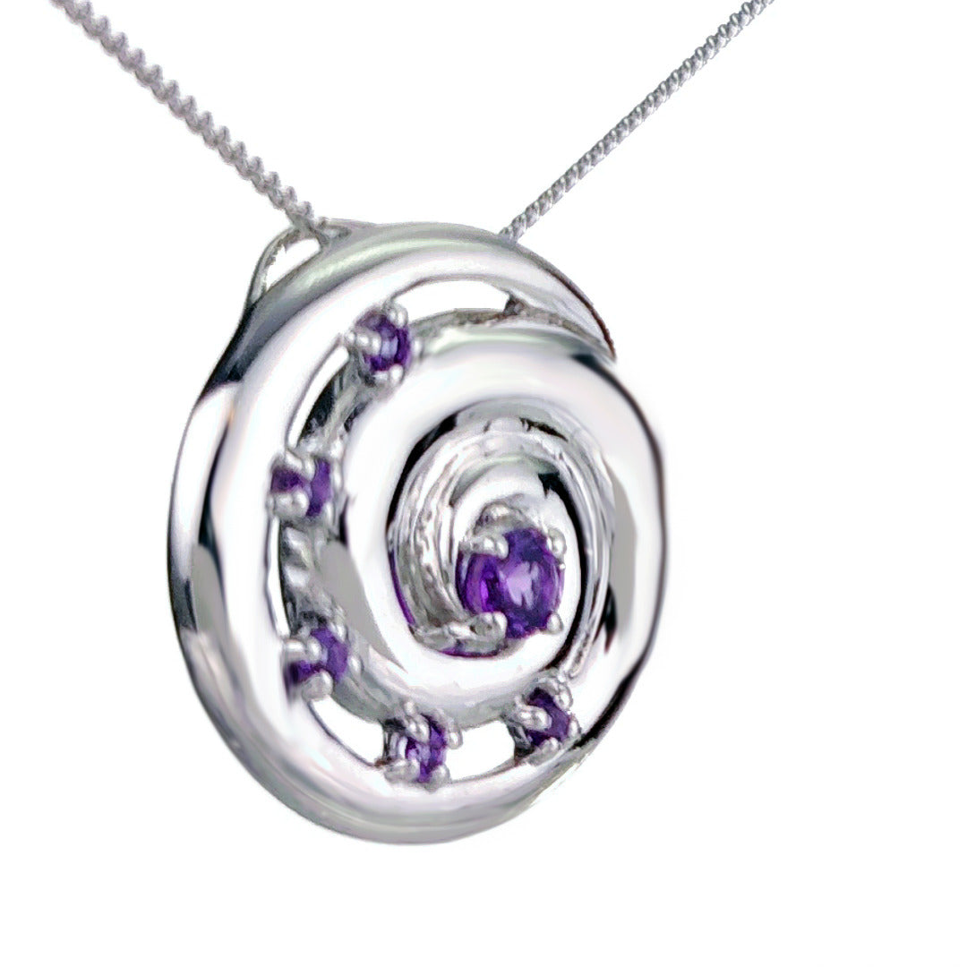 Amethyst Ammonite Statement Necklace 0.5ct Sterling Silver