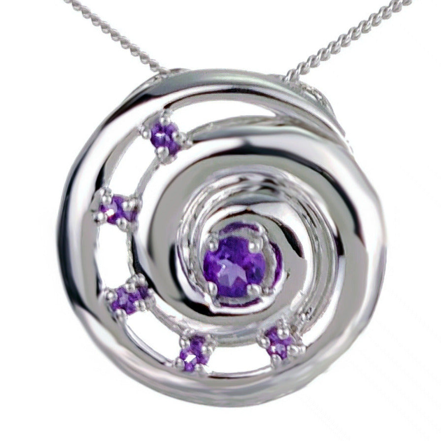 Amethyst Ammonite Statement Necklace 0.5ct Sterling Silver