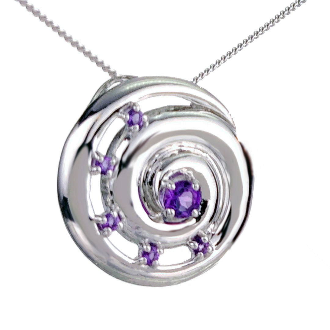 Amethyst Ammonite Statement Necklace 0.5ct Sterling Silver