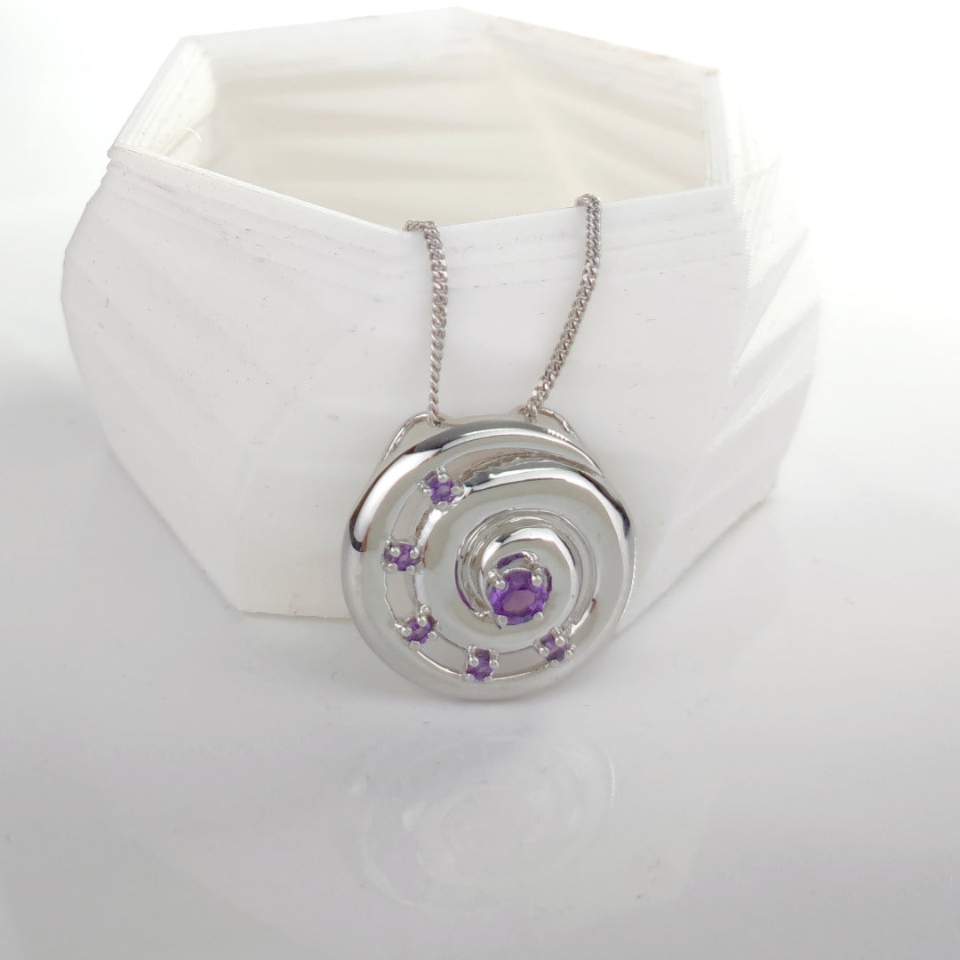 Amethyst Ammonite Statement Necklace 0.5ct Sterling Silver