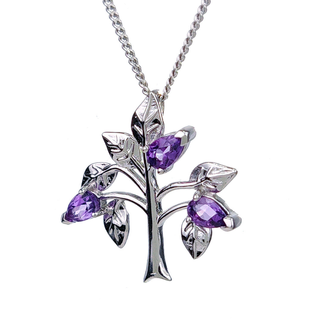 Amethyst Tree of Life Necklace Sterling Silver