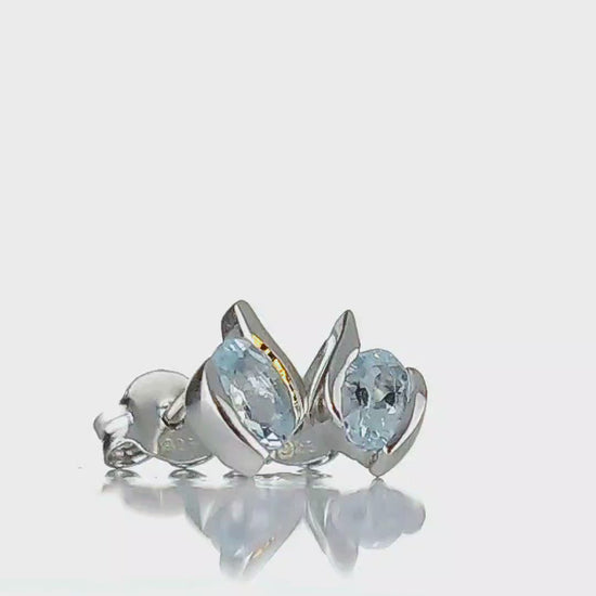 Aquamarine stud earrings sterling silver