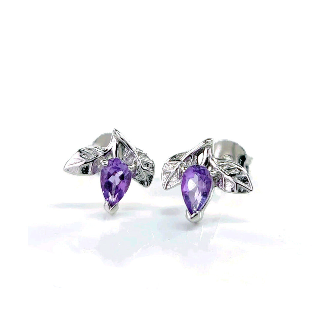 Amethyst Tree of Life Stud Earrings 0.4ct Sterling Silver