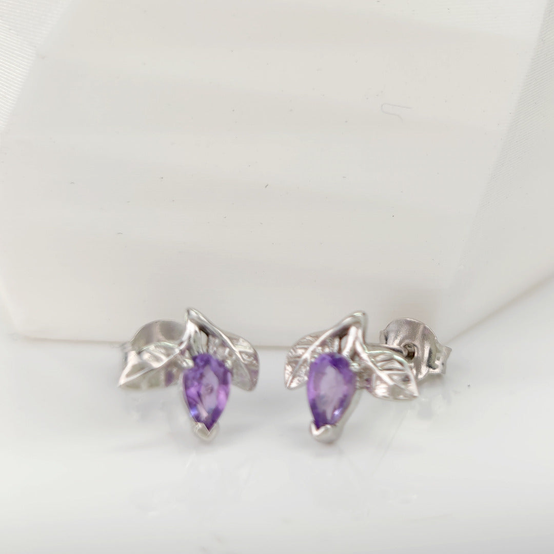 Amethyst Tree of Life Stud Earrings 0.4ct Sterling Silver