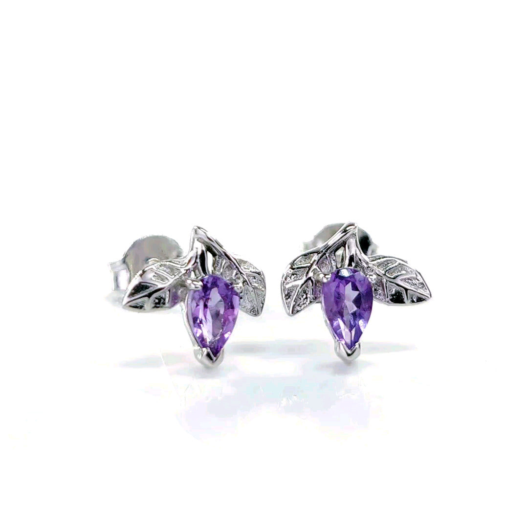 Amethyst Tree of Life Stud Earrings 0.4ct Sterling Silver