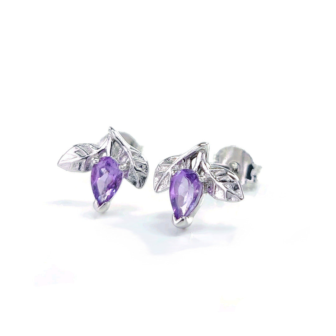 Amethyst Tree of Life Stud Earrings 0.4ct Sterling Silver