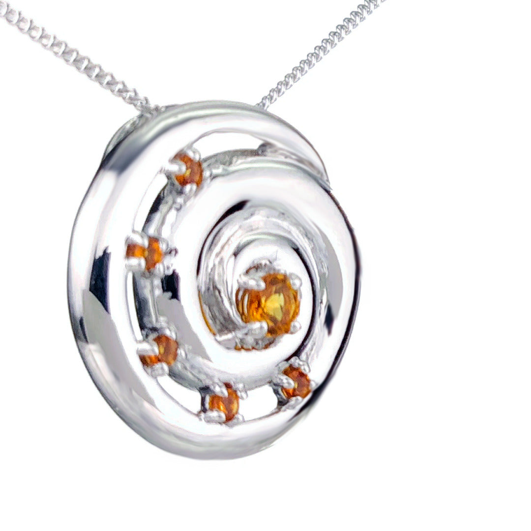 Citrine Necklace 0.4ct Ammonite Yellow Pendant Sterling Silver