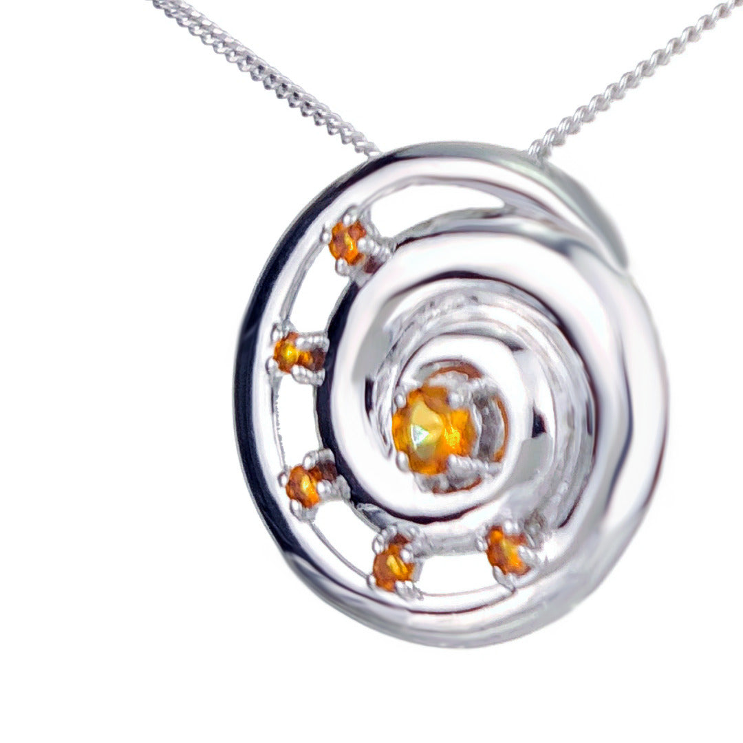 Citrine Necklace 0.4ct Ammonite Yellow Pendant Sterling Silver