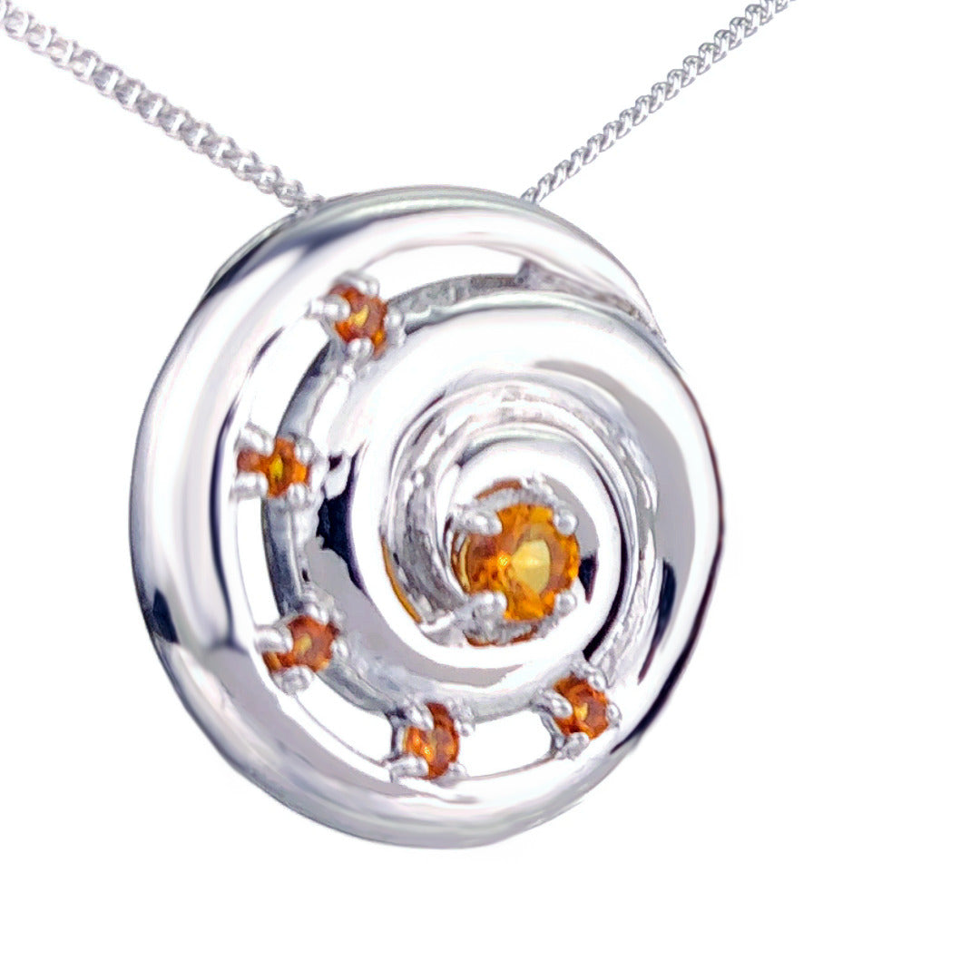 Citrine Necklace 0.4ct Ammonite Yellow Pendant Sterling Silver