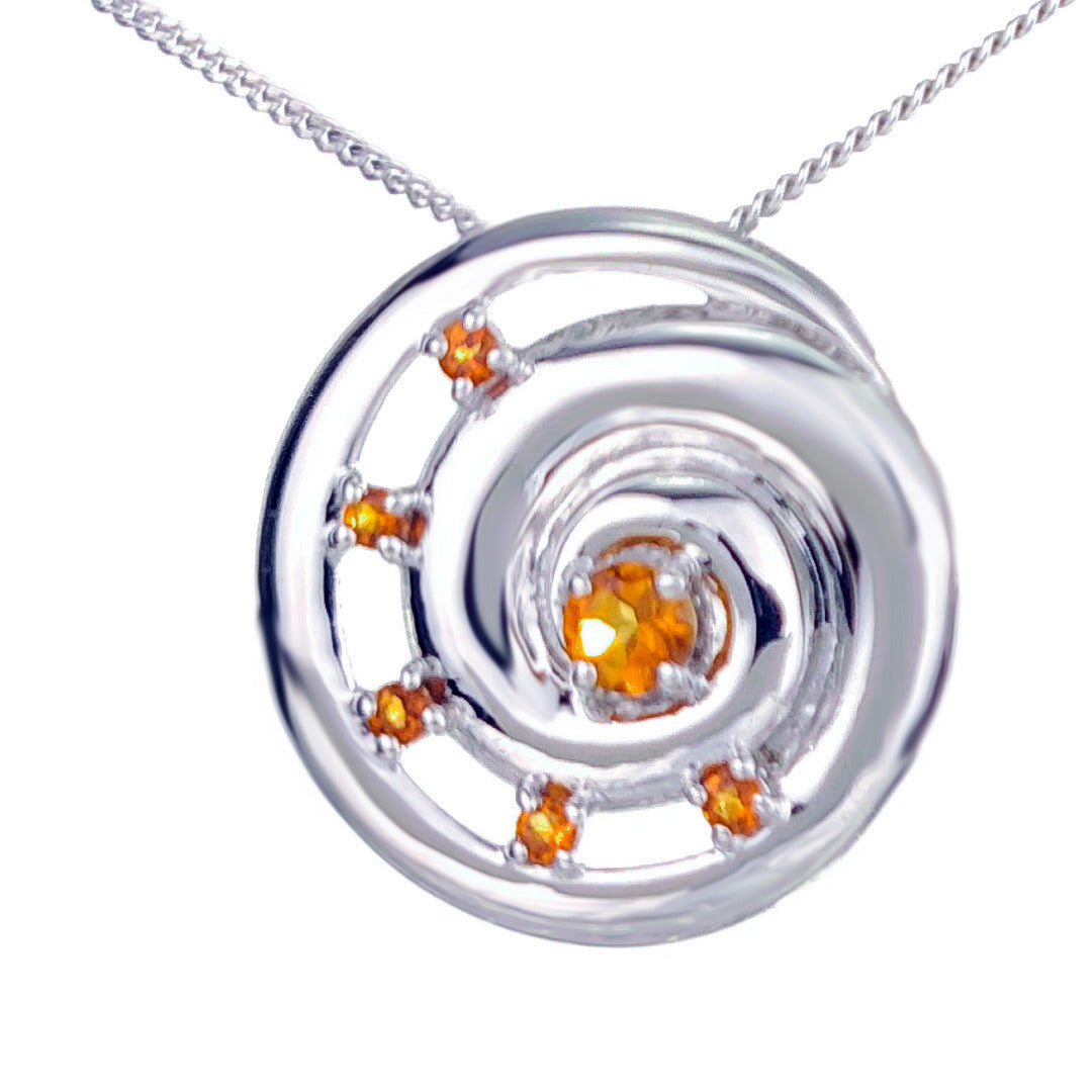 Citrine Necklace 0.4ct Ammonite Yellow Pendant Sterling Silver