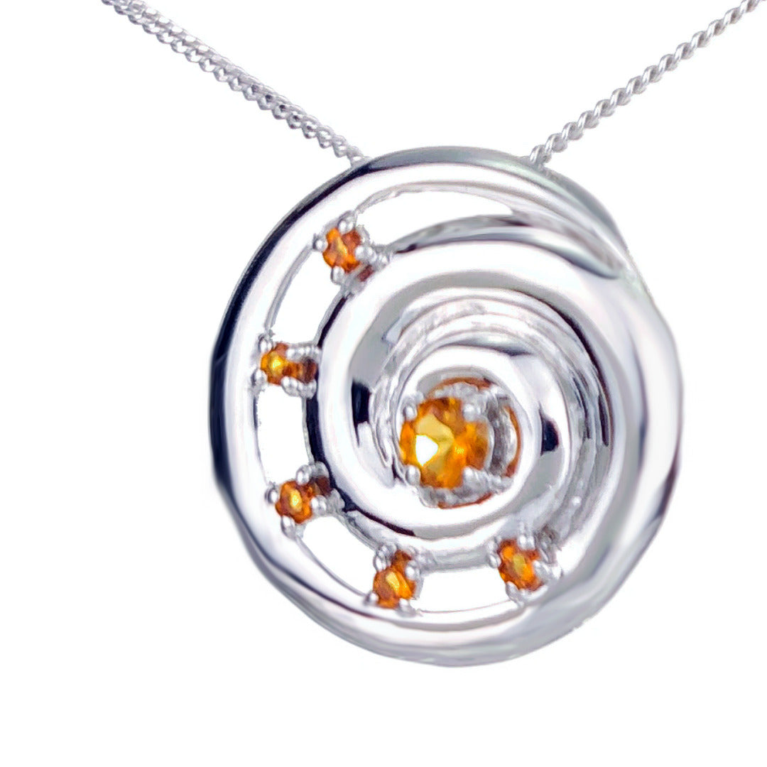 Citrine Necklace 0.4ct Ammonite Yellow Pendant Sterling Silver