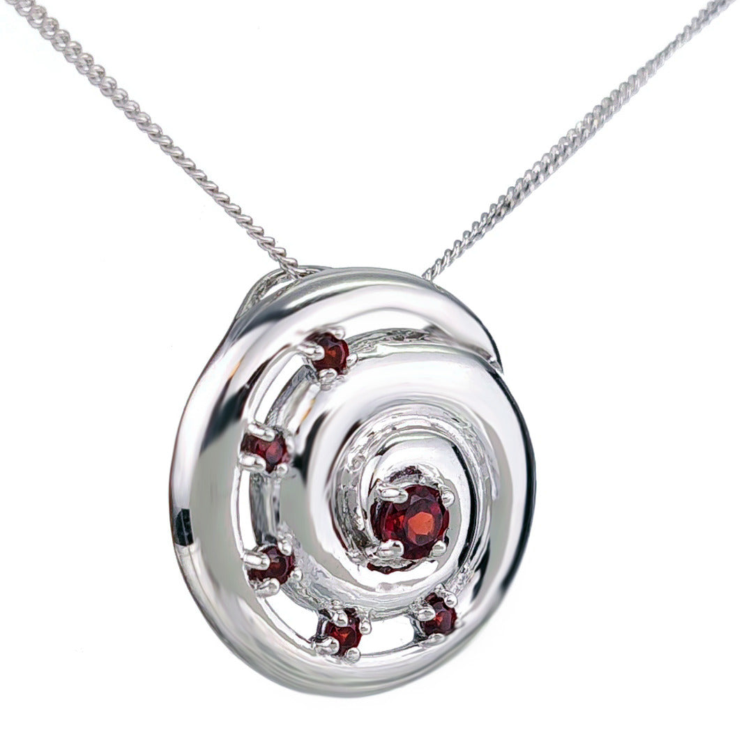 Garnet Necklace 0.55ct Ammonite Red Pendant Sterling Silver