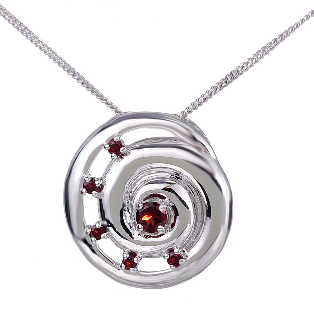 Garnet Necklace 0.55ct Ammonite Red Pendant Sterling Silver