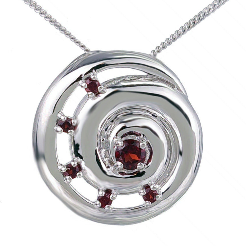 Garnet Necklace 0.55ct Ammonite Red Pendant Sterling Silver