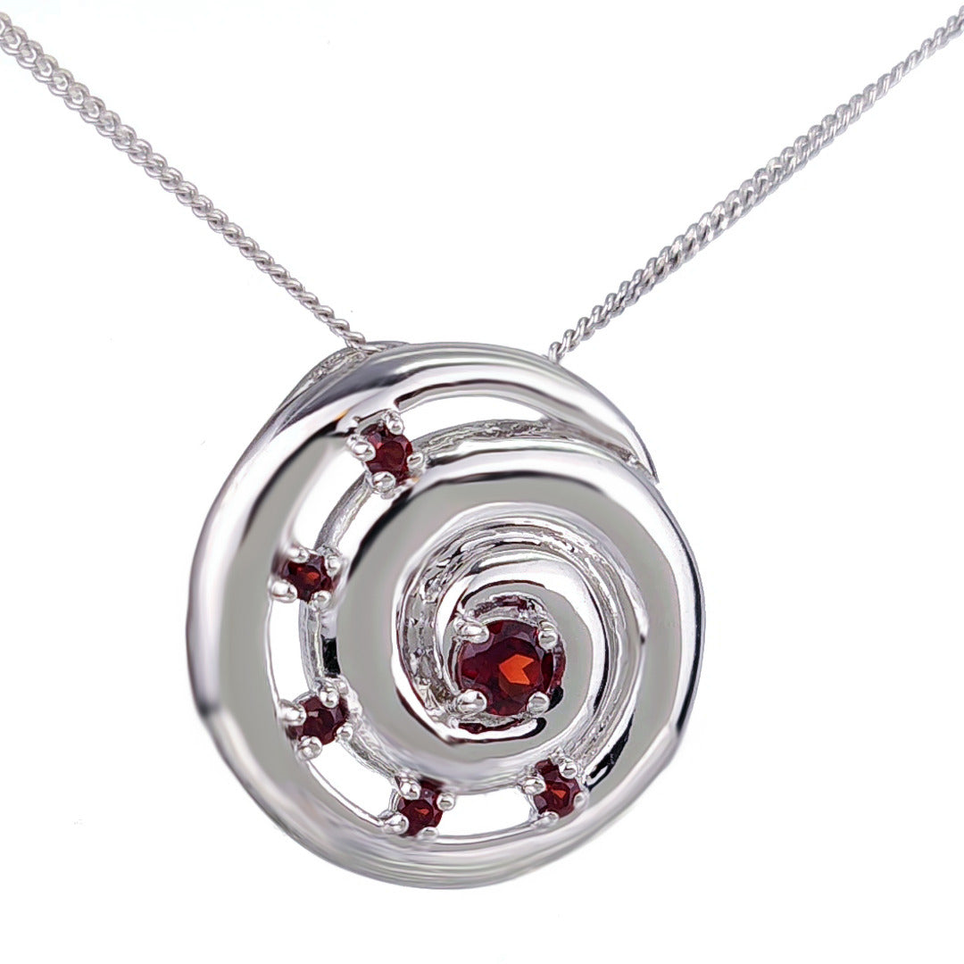 Garnet Necklace 0.55ct Ammonite Red Pendant Sterling Silver