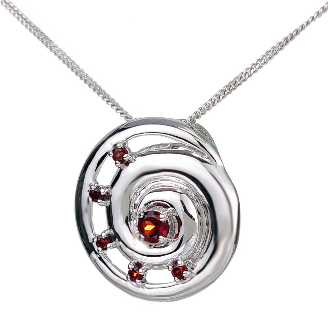 Garnet Necklace 0.55ct Ammonite Red Pendant Sterling Silver