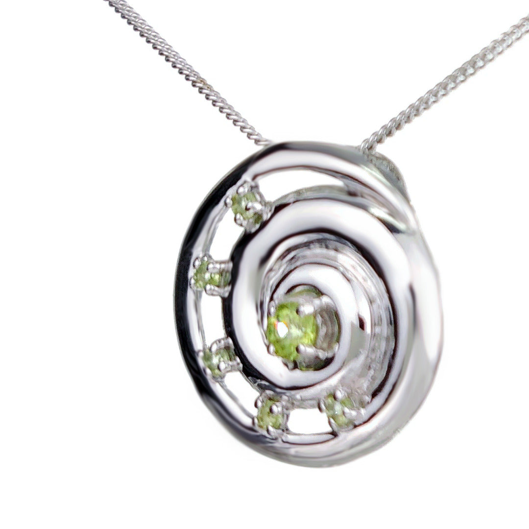 Peridot Ammonite Pendant Sterling Silver