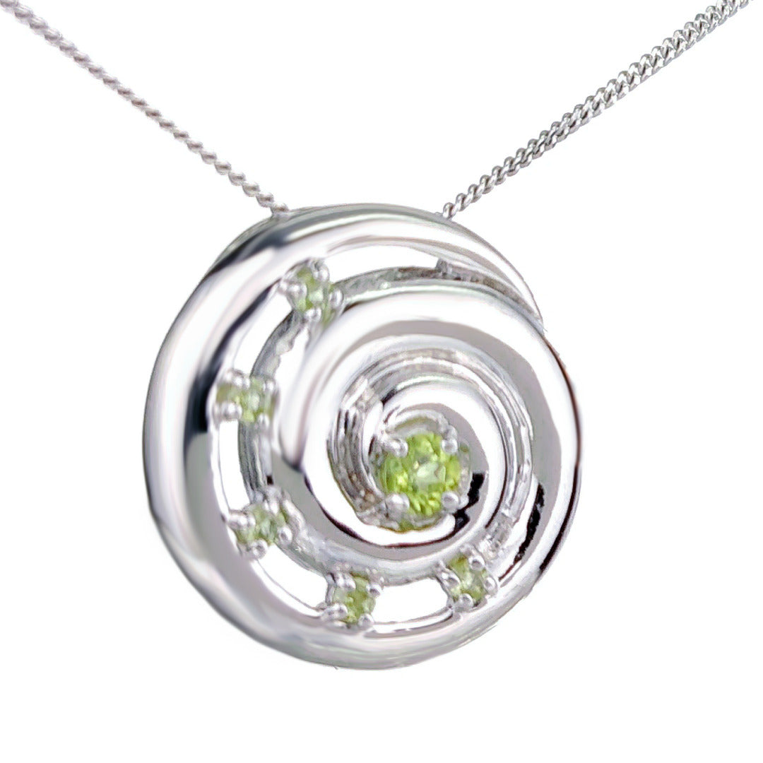 Peridot Ammonite Pendant Sterling Silver