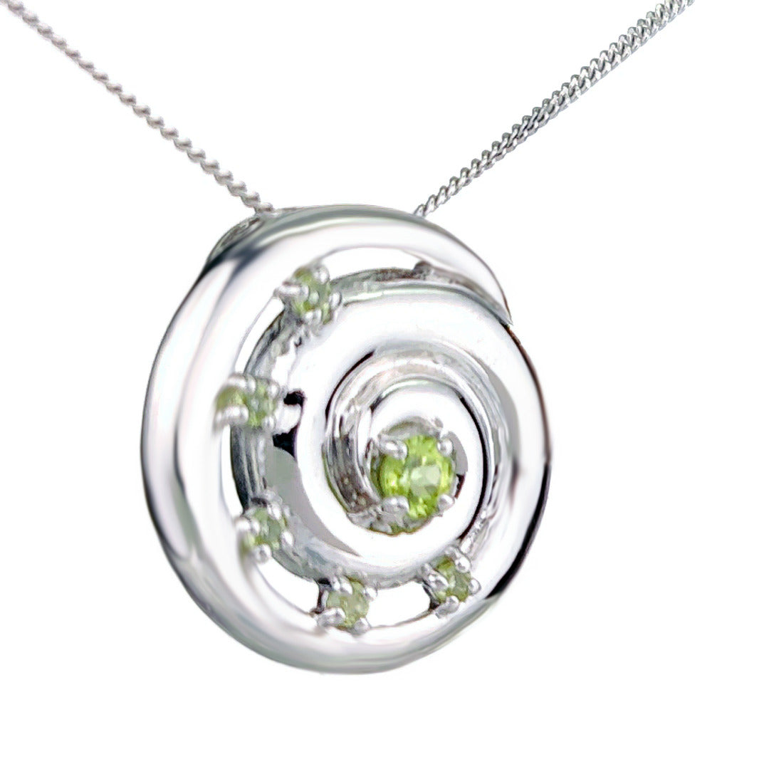 Peridot Ammonite Pendant Sterling Silver