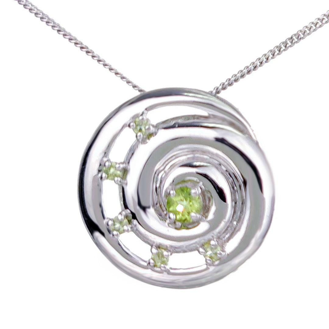 Peridot Ammonite Pendant Sterling Silver